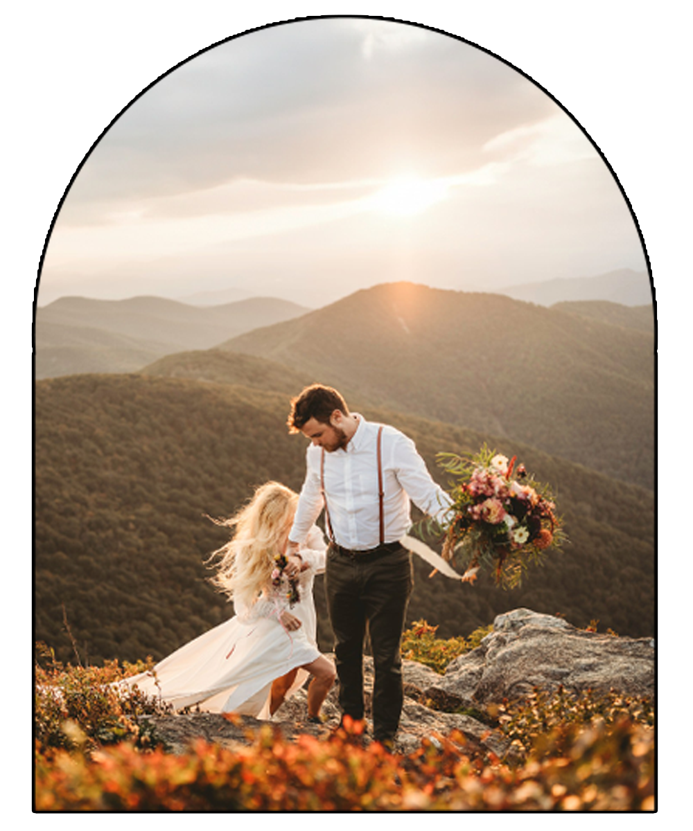 a wedding elopement in the Great Smoky Mountains on a sunset