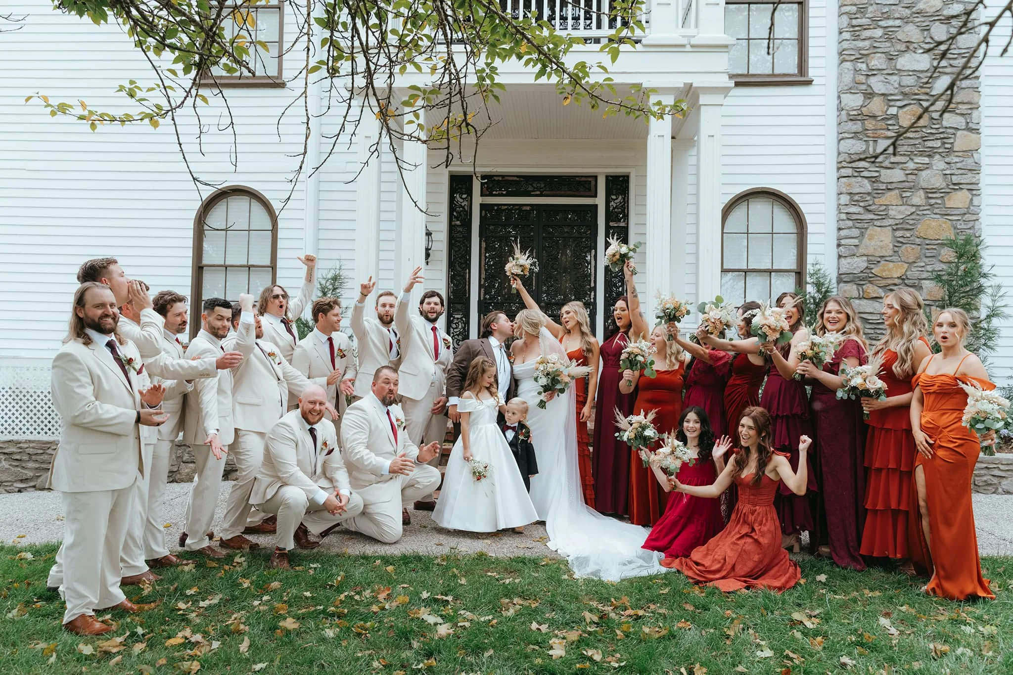 Bridal party Nashville TN Fall wedding bridal party portrait at Legacy Farms, Lebanon