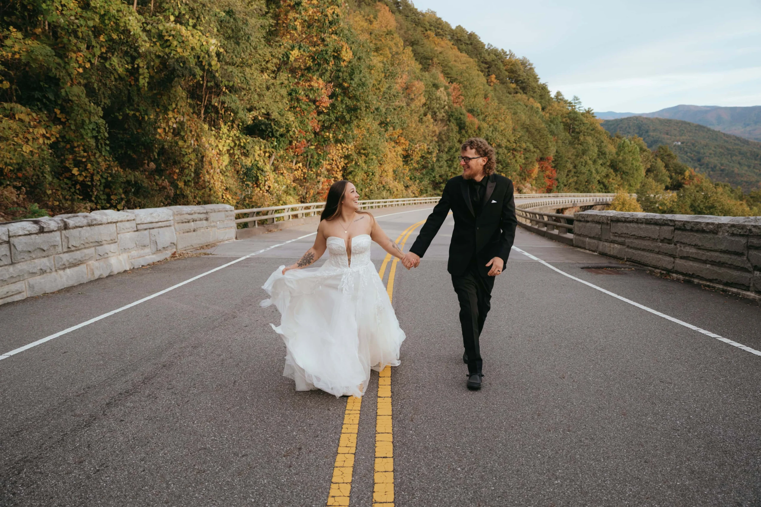 Smoky Mountain elopement Fall elopement at Foothills parkway