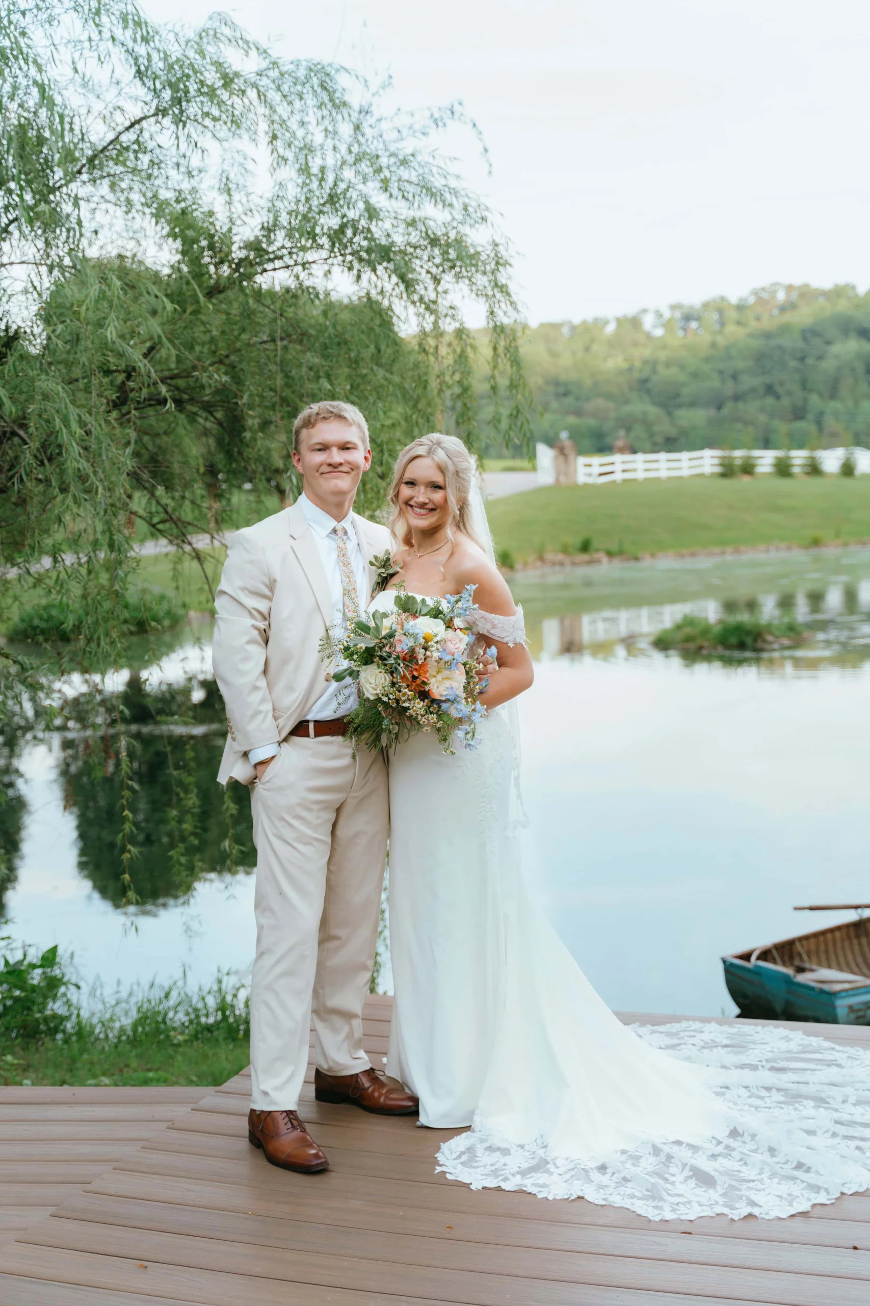 DSC03244 Meadow and Colston smiling together during their outdoor wedding ceremony