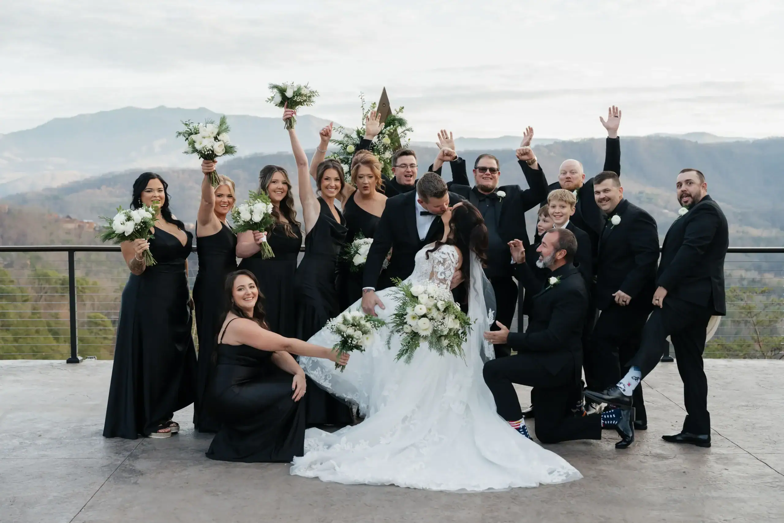 Bridal party taking photos at the Magnolia wedding venue
