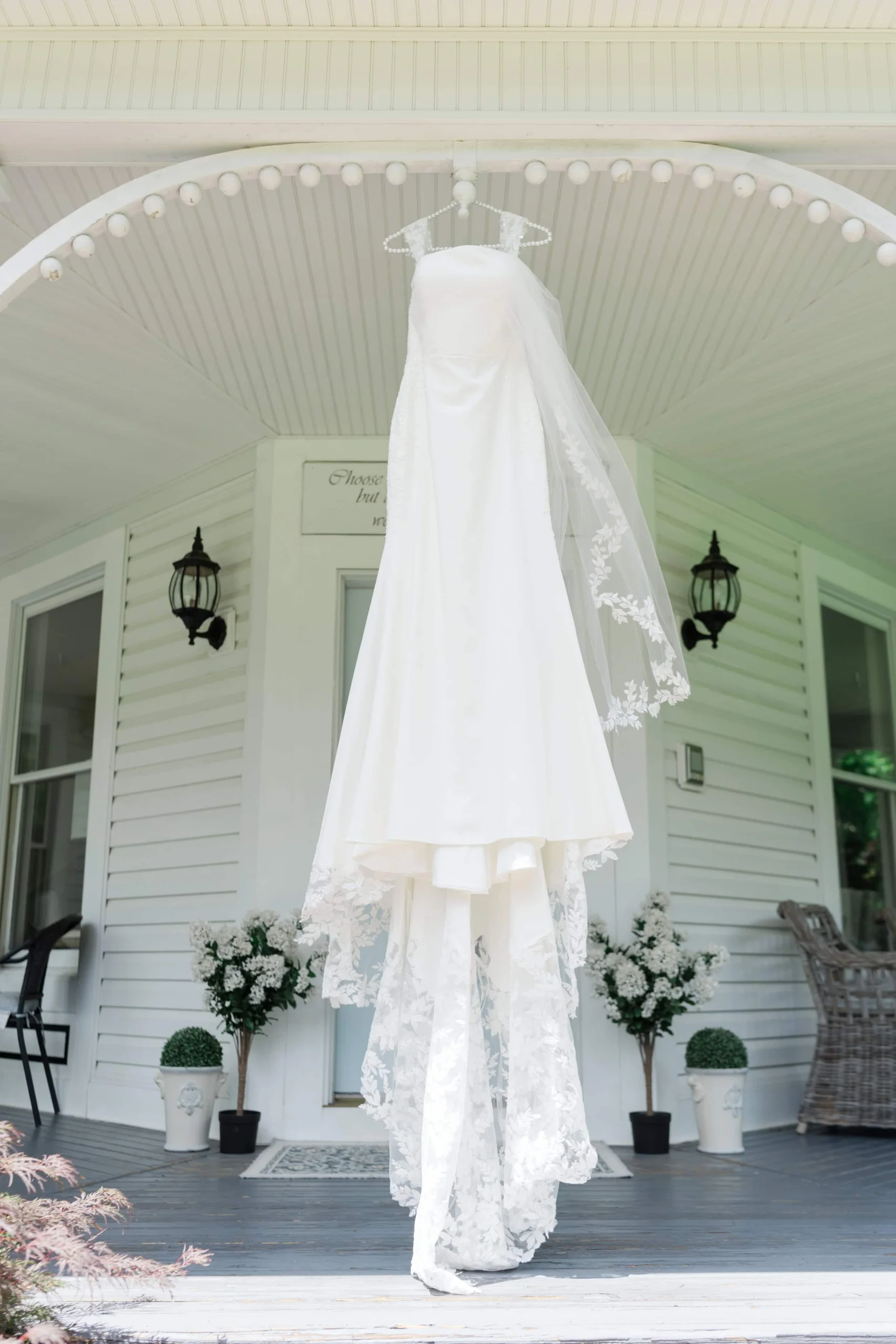 DSC05147 Weeding dress is hanging for a detail shot