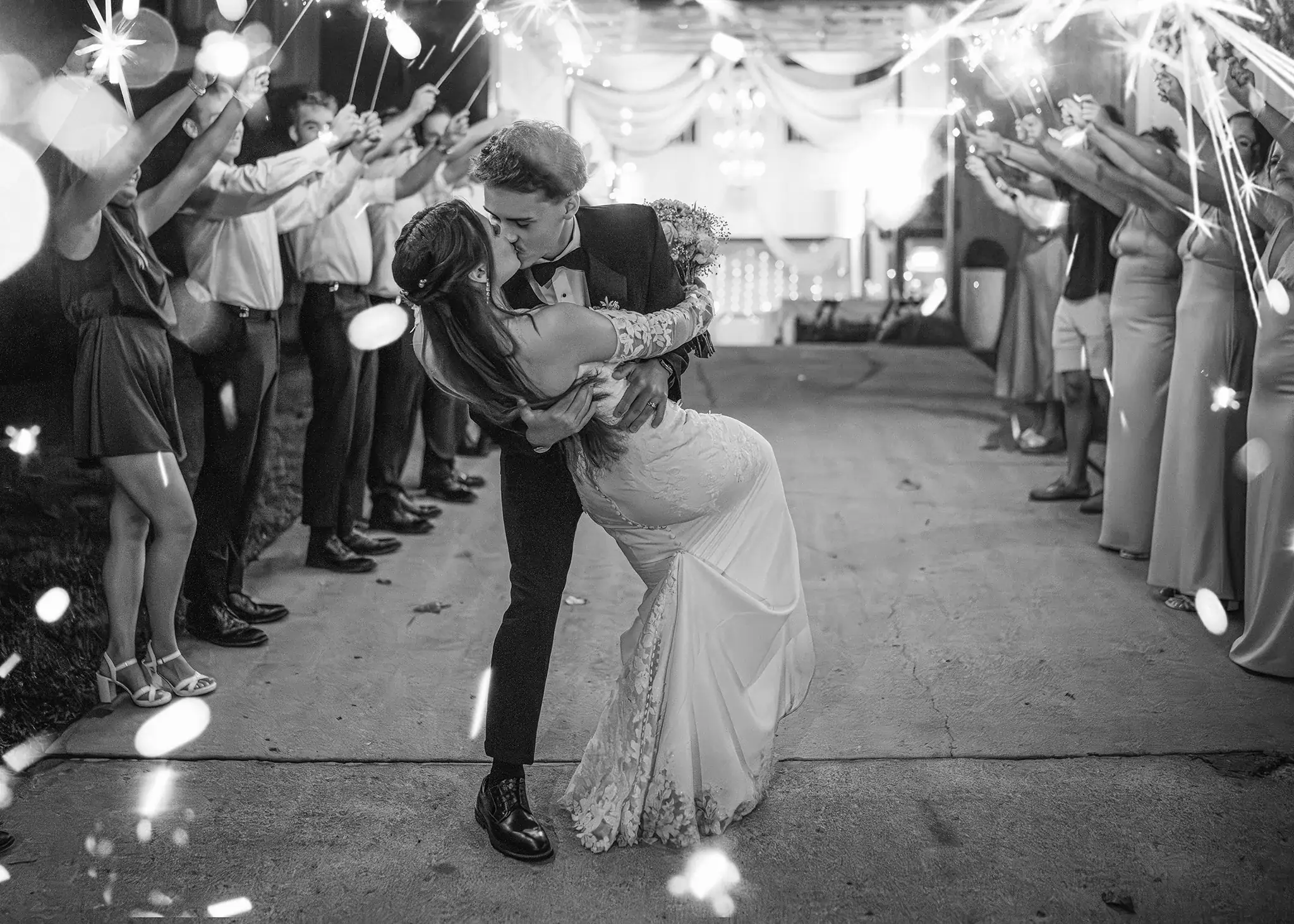 Sparkler exit for Natalie and Set's wedding at the Grand Victorian