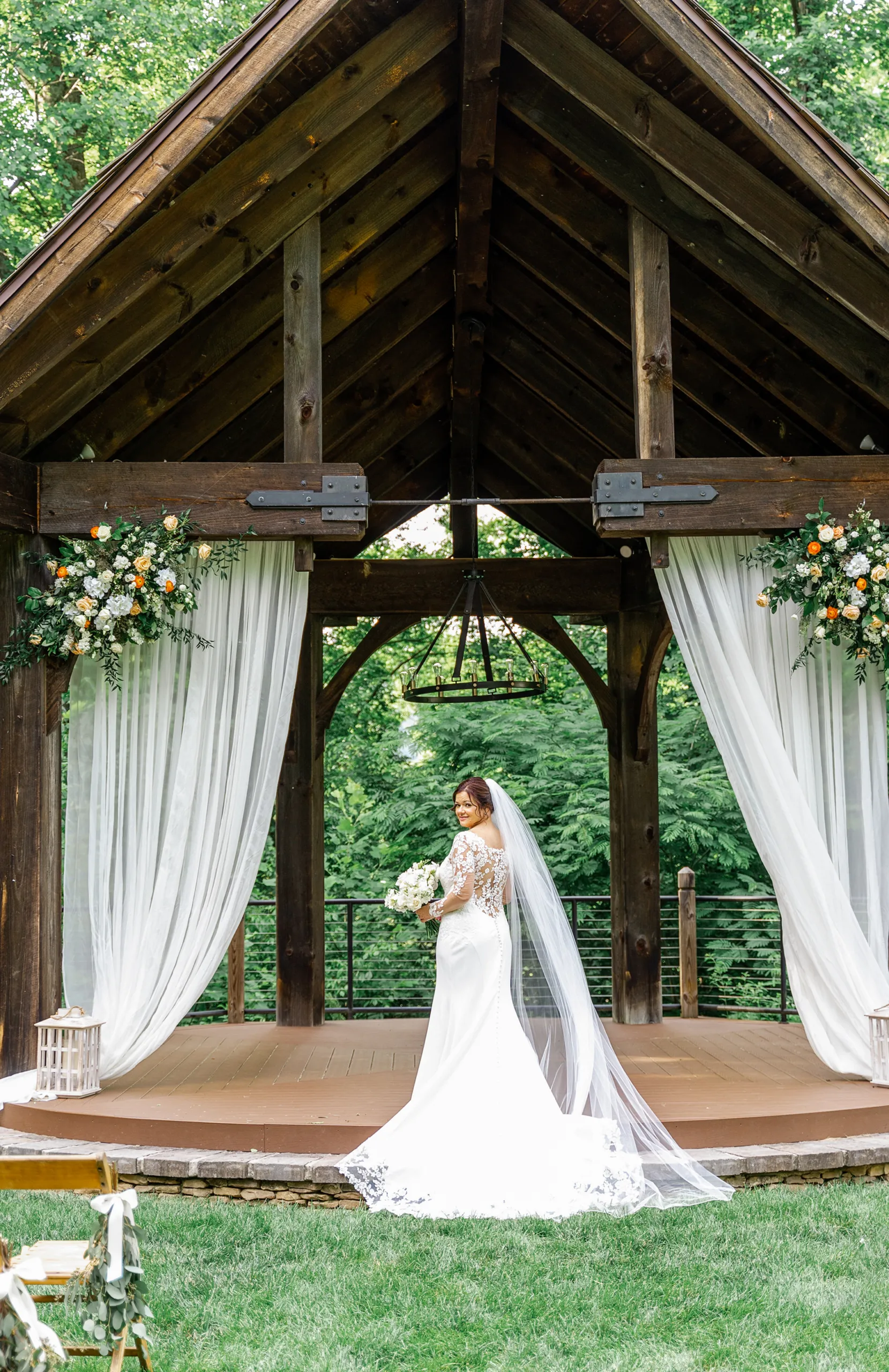 Bridal portrait at Dancing Bear lodge wedding venue